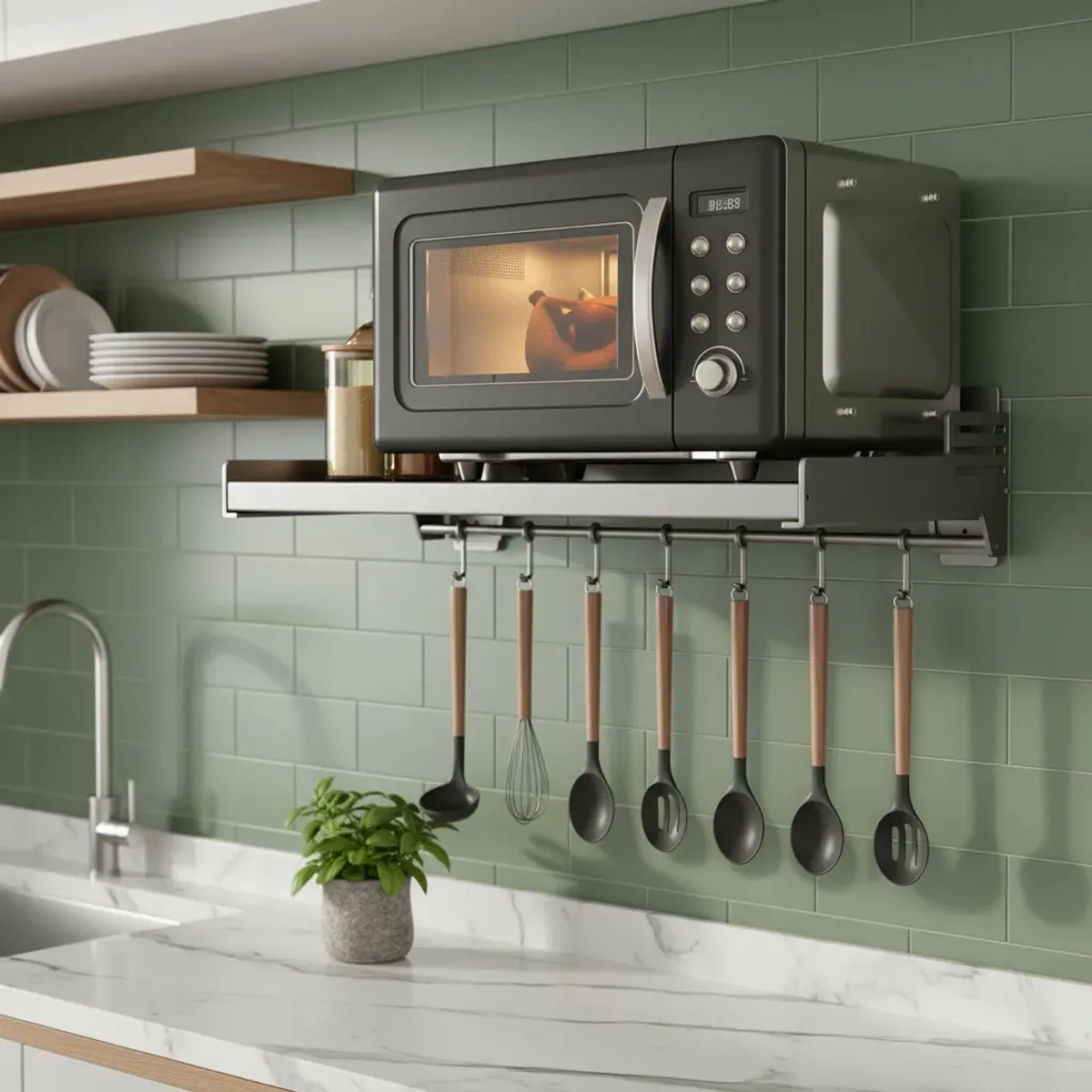 HALMAN - Estante Repisa Horno Microondas Rack Organizador Color Gris