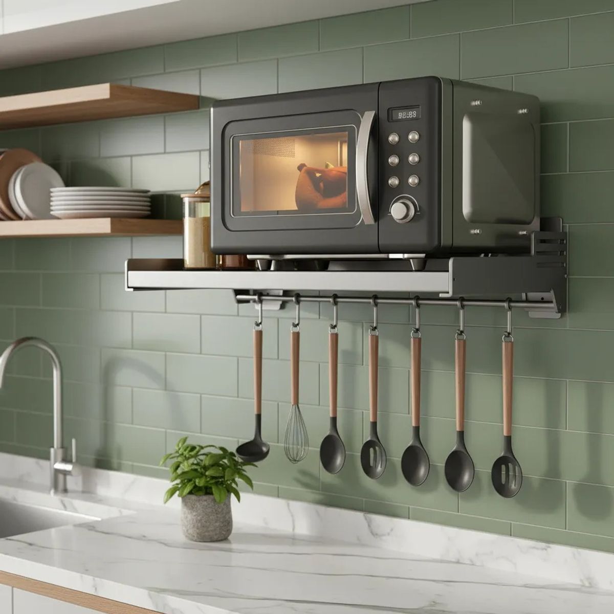 HALMAN - Estante Repisa Horno Microondas Rack Organizador Color Gris