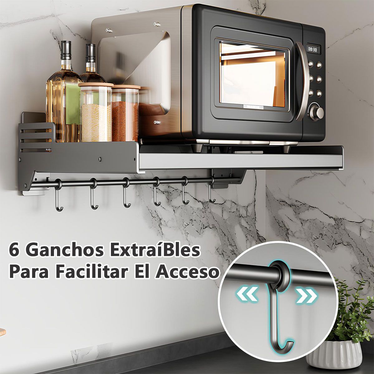 HALMAN - Estante Repisa Horno Microondas Rack Organizador Color Gris