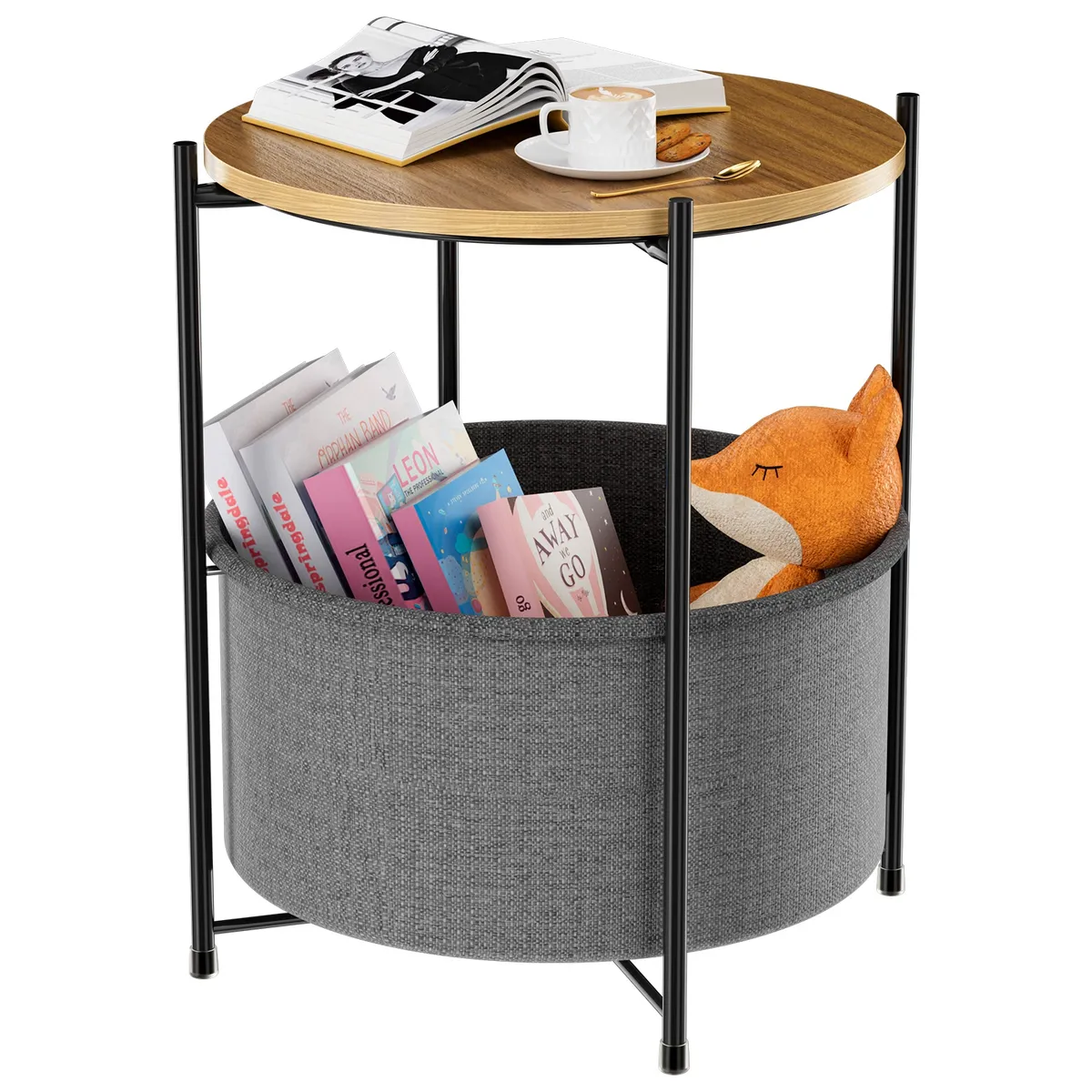 HALMAN - Mesa Redonda Madera Estilo Nórdico Doble Nivel