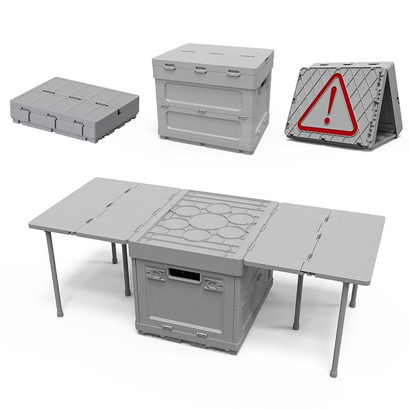HALMAN - Gris Caja Organizadora Plegable Multiuso/Mesa  Tipo Maleta