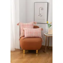 GENERICO - Funda De Cojin Rectangular Con Detalles Tejidos Croche Rosa