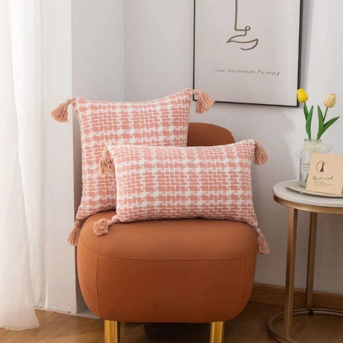 GENERICO - Funda Decorativa De Cojin Con Detalles Tejidos Croche Rosa