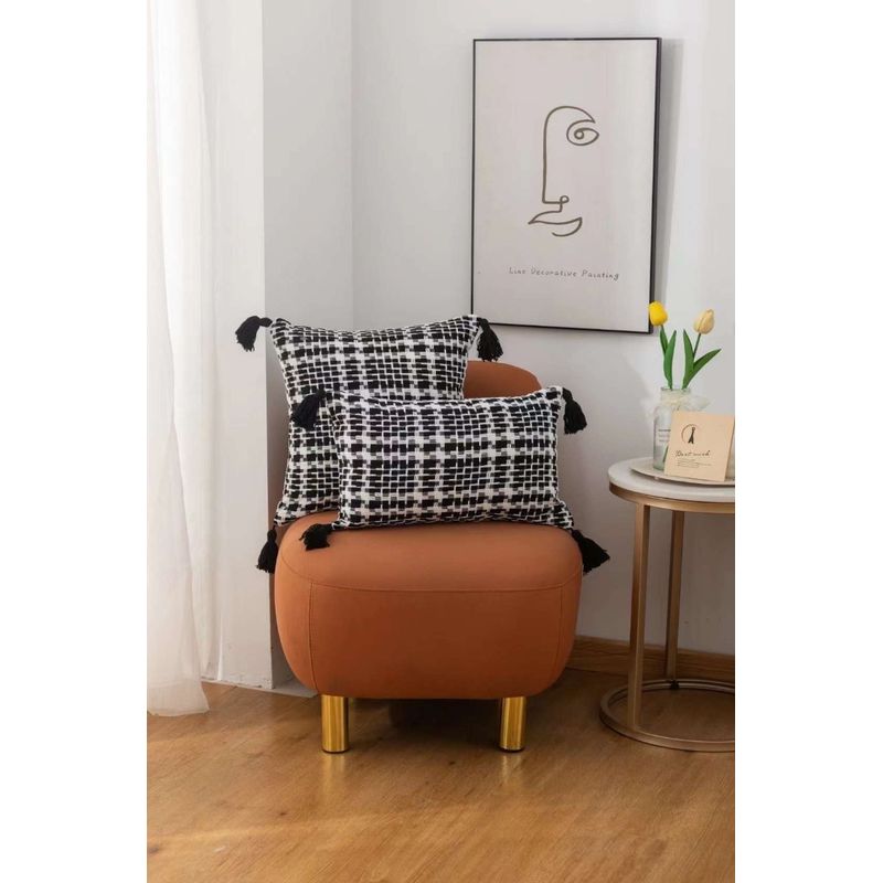 GENERICO - Funda Decorativa De Cojin Con Detalles Tejidos Croche Negro