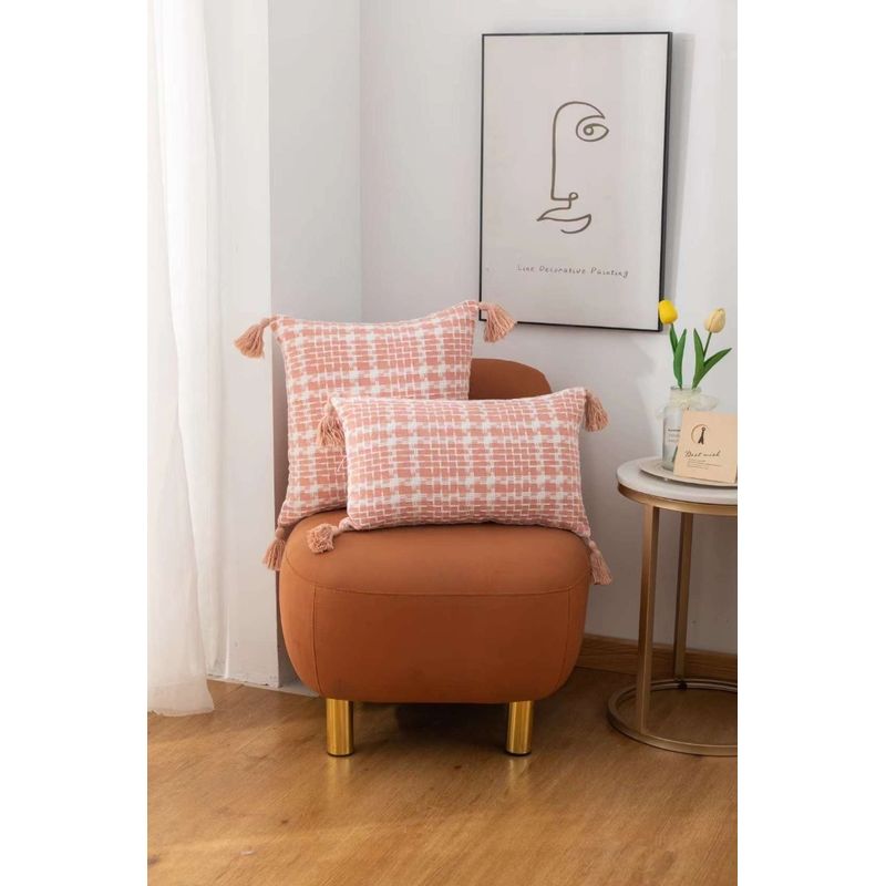 GENERICO - Funda Decorativa De Cojin Con Detalles Tejidos Croche Rosa