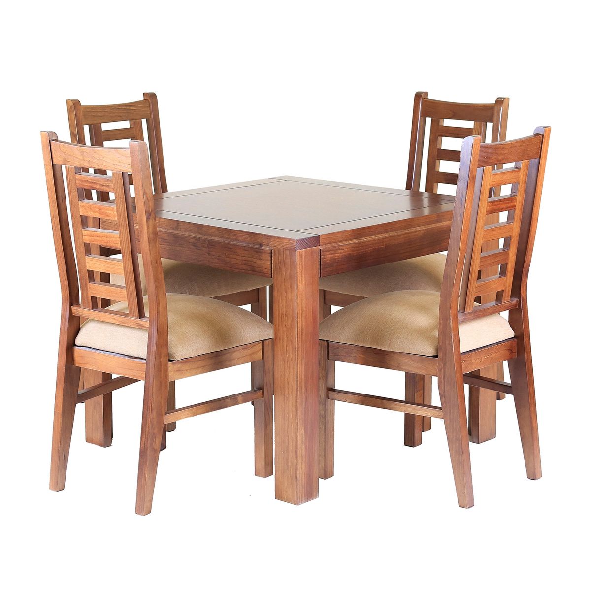 MUEBLES AMERICA - Comedor Nacional Rayenco 4 Sillas Color Nogal Tapiz Canela