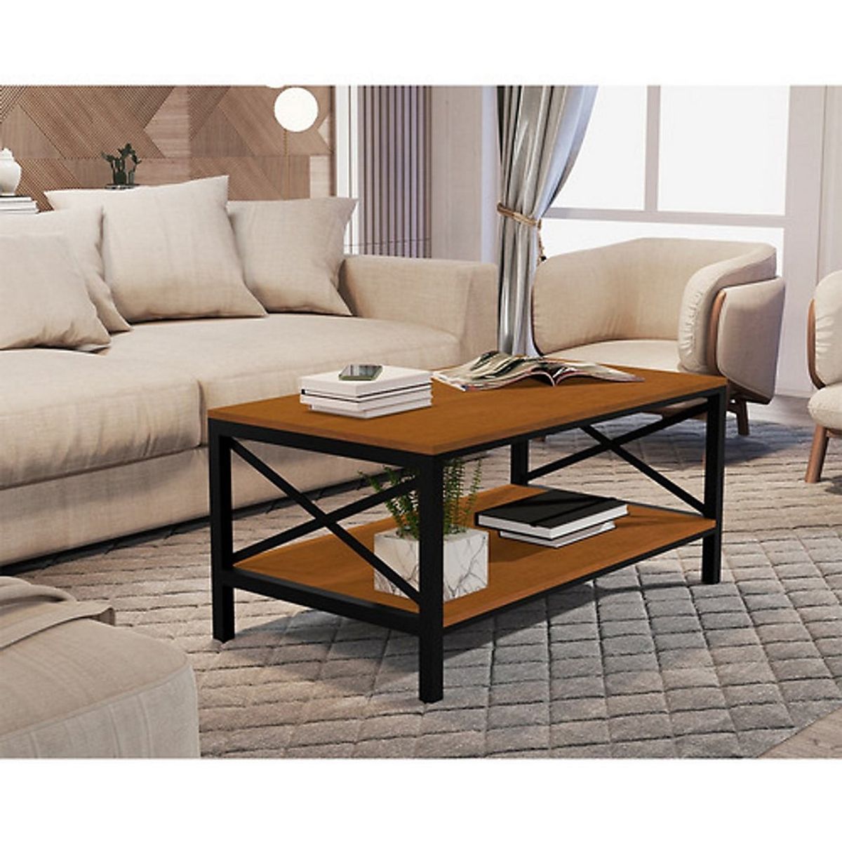 BE DESIGN - MESA DE CENTRO INDUSTRIAL CARAMELO - BE DESIGN - JB8088-CA