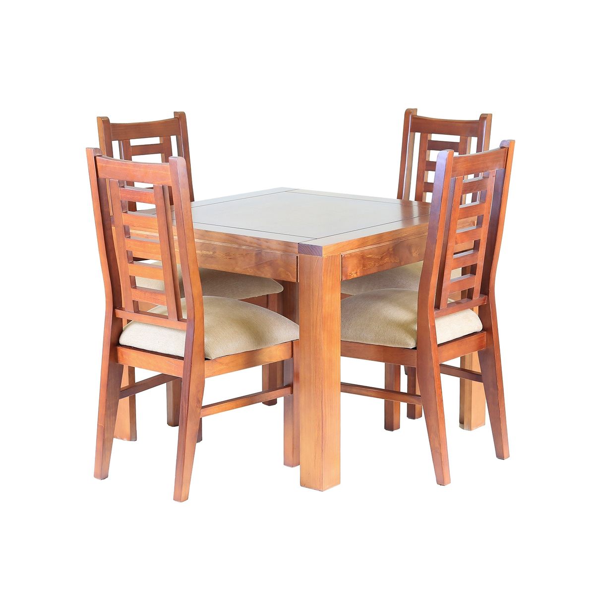 MUEBLES AMERICA - Comedor Nacional Rayenco 4 Sillas Color Raulí Tapiz Canela