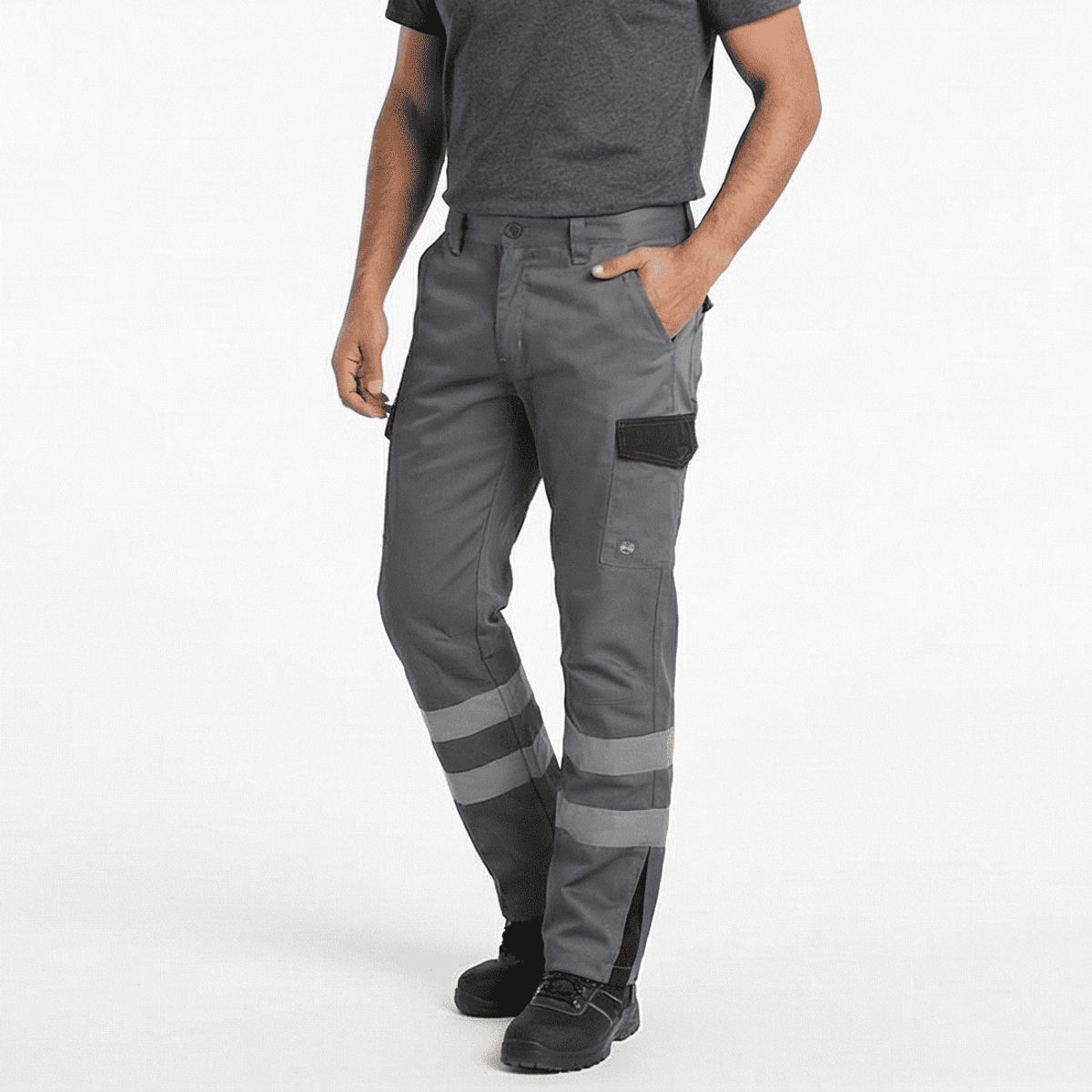 T-WORLD - Pantalón Cargo Reflectante Bicolor Hombre Gabardina Trabajo