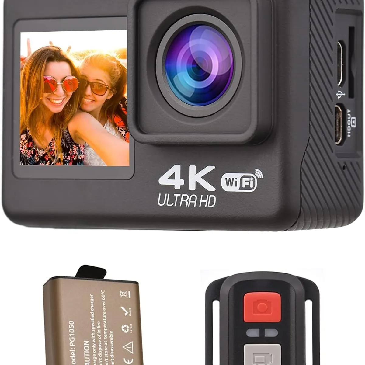 BLUEDREAMER - Cámara de acción impermeable Cámara táctil de pantalla dual