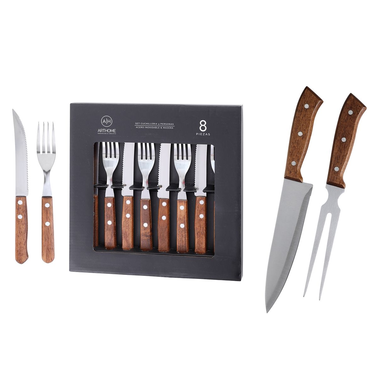 ARTHOME - Set Parrilla 10 Piezas Acero Inoxidable Arthome PAR04