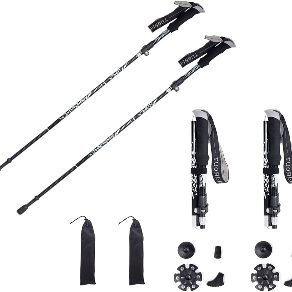 BLUEDREAMER - Juego de dos bastones de trekking plegables para exteriores