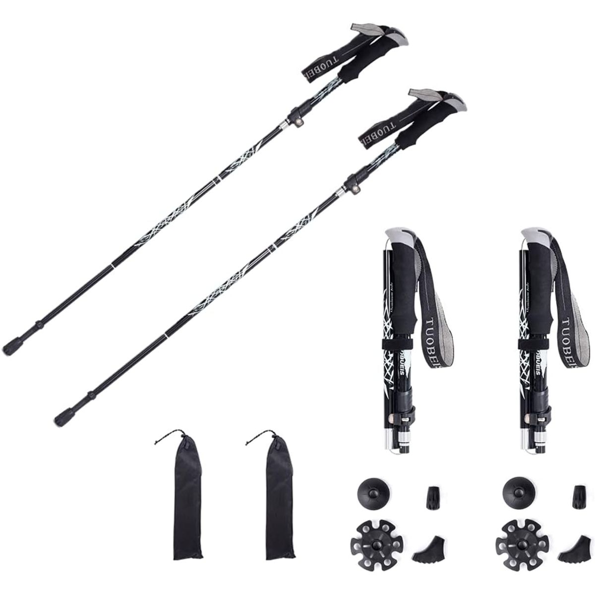 BLUEDREAMER - Juego de dos bastones de trekking plegables para exteriores