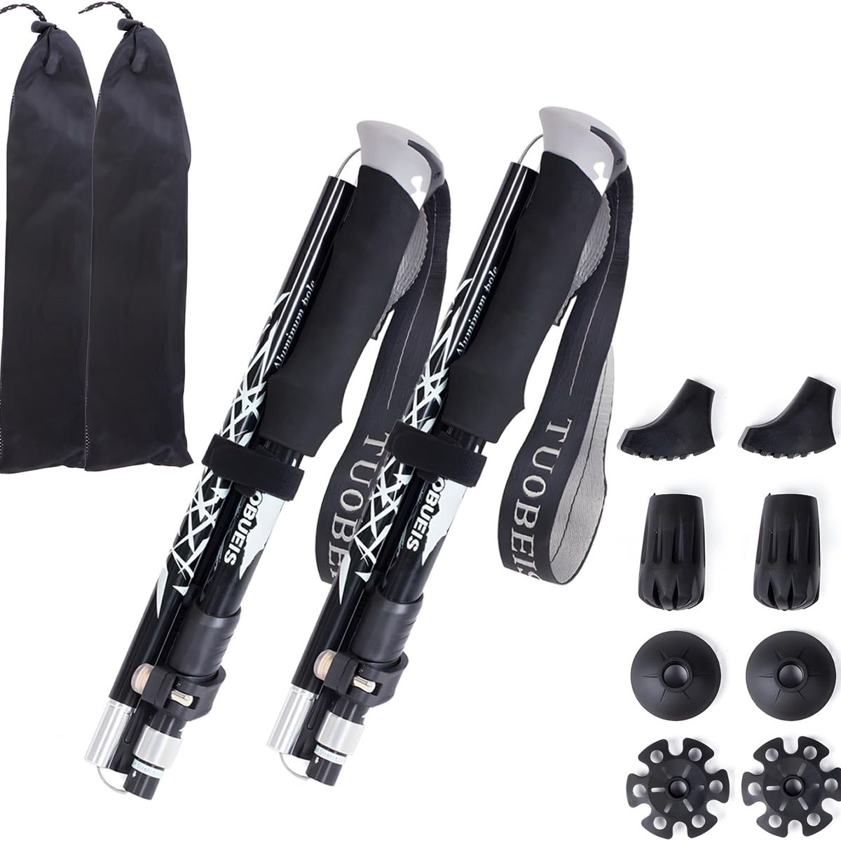 BLUEDREAMER - Juego de dos bastones de trekking plegables para exteriores