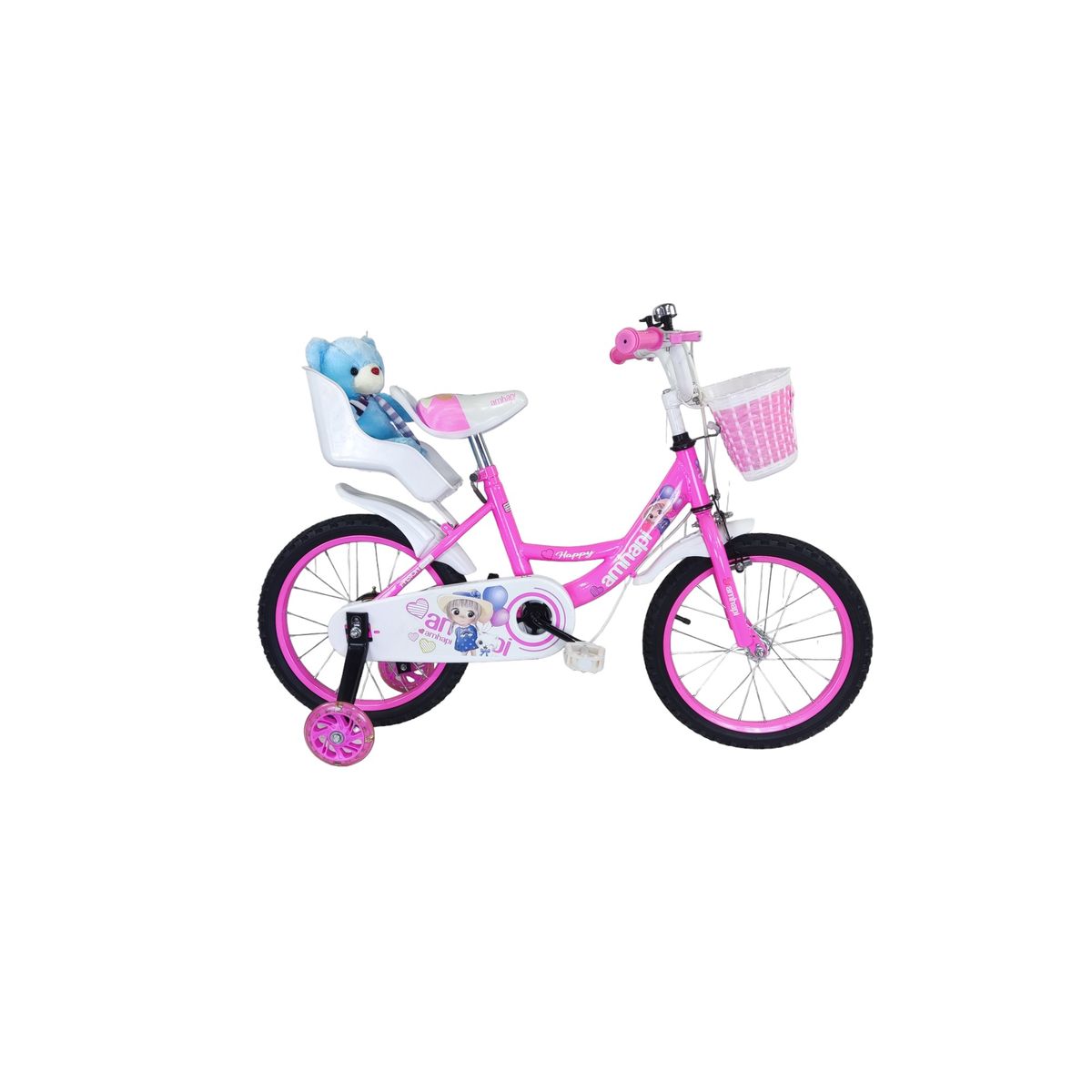 GENERICO - Bicicleta Aro 16 Niña Rosada Amhapi Con Peluche