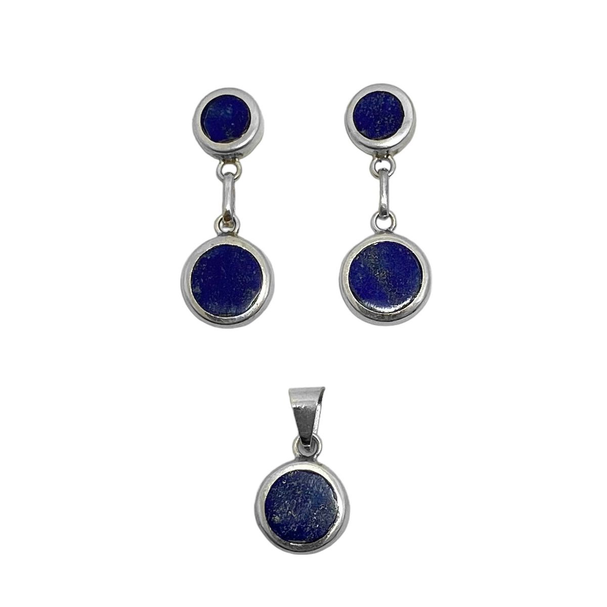 COGGIOLA - Set Lapislázuli Redondo Plano Plata Fina 950