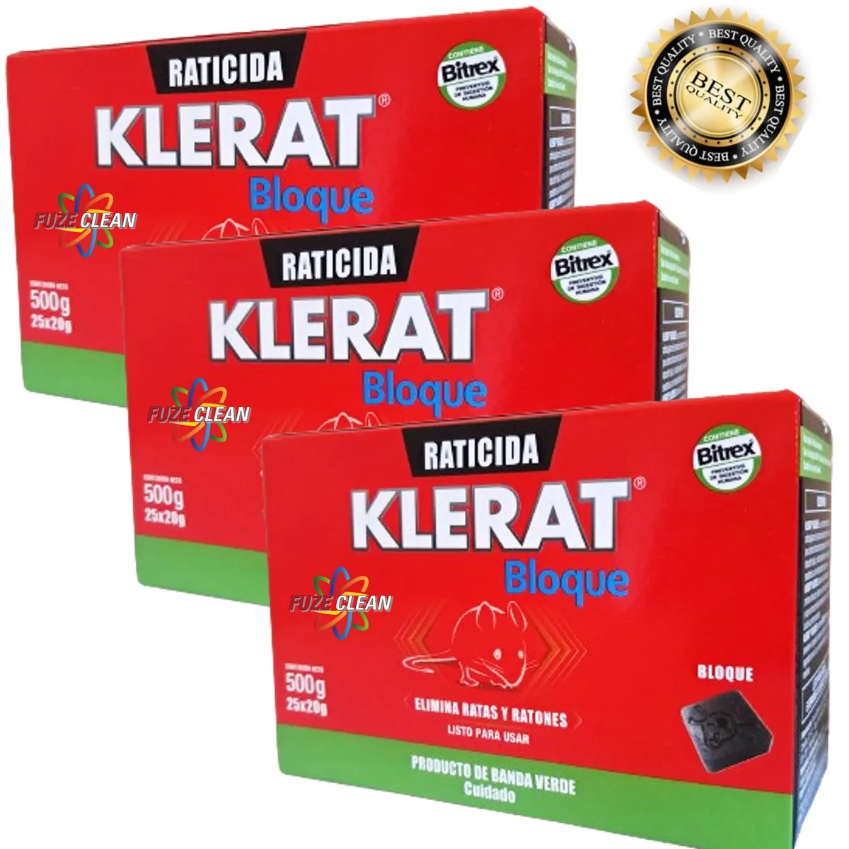 FUZE CLEAN - Veneno para Ratones/Guarenes y lauchas PACK 3 cajas, 75 calugas