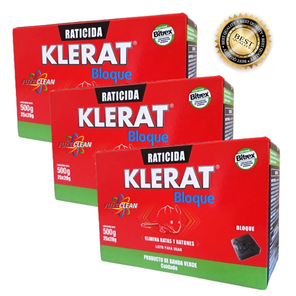 FUZE CLEAN - Veneno para Ratones/Guarenes y lauchas PACK 3 cajas, 75 calugas