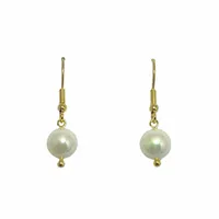 Aros Perla Shellpearl Gancho Enchapado Oro 18K