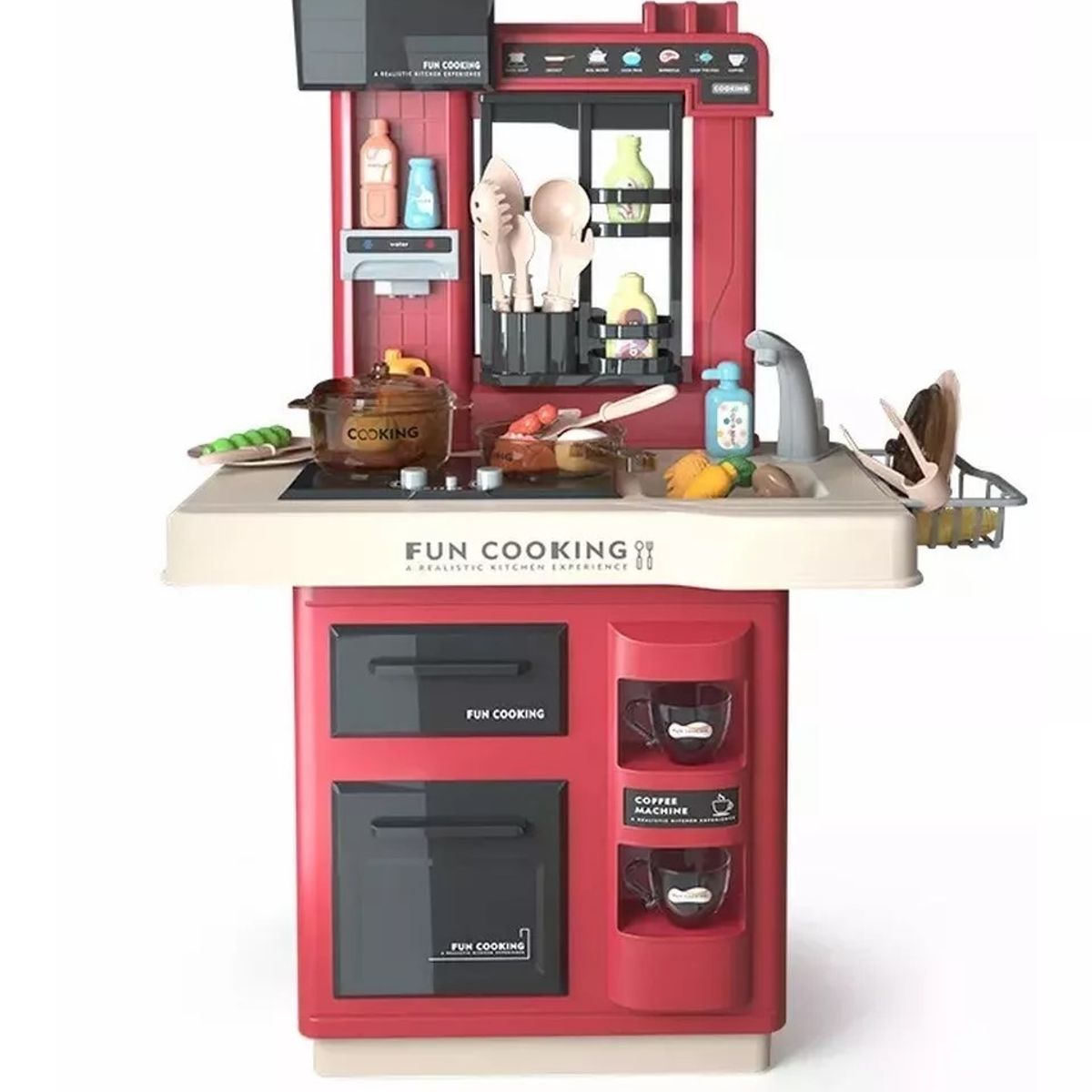 GENERICO - Set De Cocina 35 Accesorios, Luz, Sonido, Agua, Vapor 65 Cm