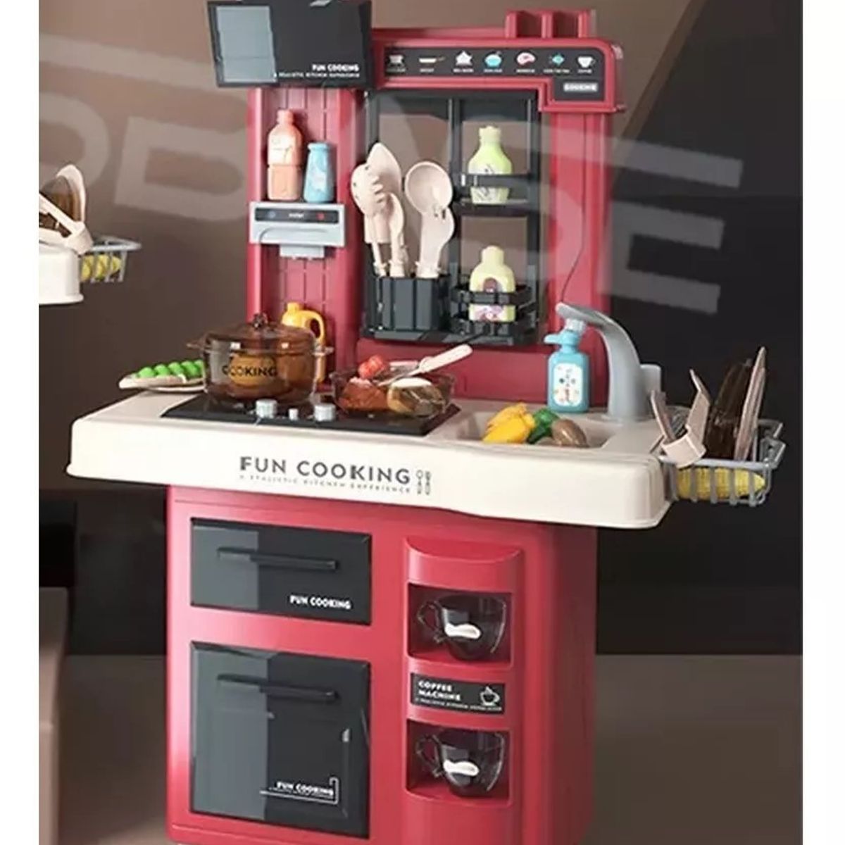 GENERICO - Set De Cocina 35 Accesorios, Luz, Sonido, Agua, Vapor 65 Cm