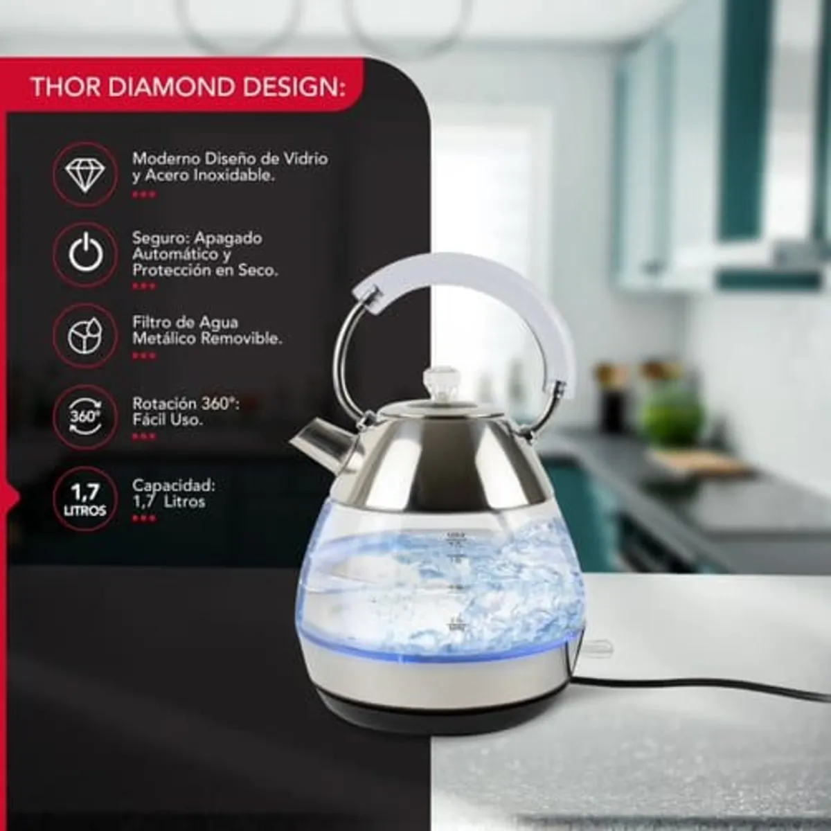 THORBEN - Hervidor Elegante 1,7L Thor Diamond Design