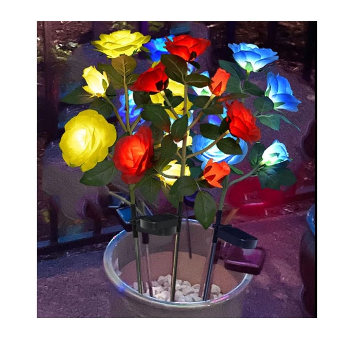 GENERICO - Flor de luces solar con diseño de rosa impermeable