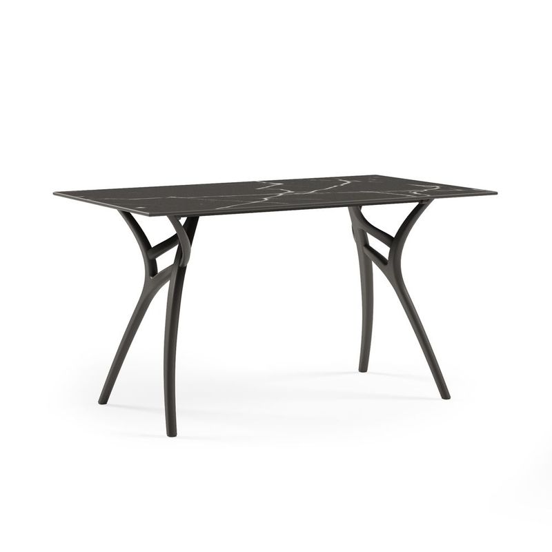 ROCA NEGRA - Mesa rectangular IVY L 140X80 marmol negro pata negra