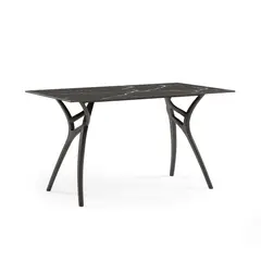 ROCA NEGRA - Mesa rectangular IVY L 140X80 marmol negro pata negra