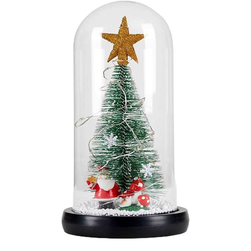 GENERICO - Árbol de Navidad con estrella en Cúpula de Cristal con Luces LED