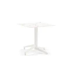 ROCA NEGRA - Mesa Moon C 77x77 Marmol blanco pata blanca Cubierta plegable