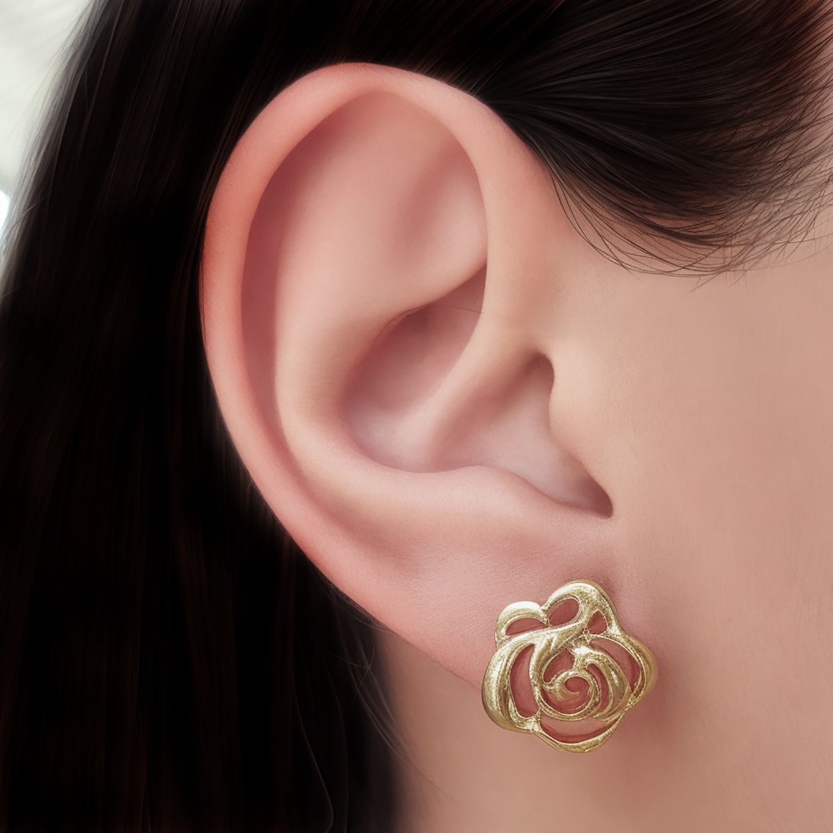 COGGIOLA - Aros Flor 15mm Enchapado Oro 18K