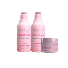 GROOVE PROFESIONAL - Set Shampoo Acondicionador Máscara Baño de Cristalización