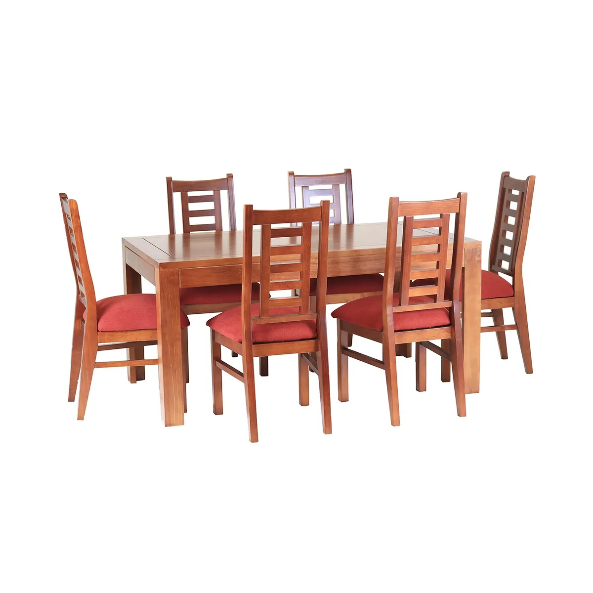 MUEBLES AMERICA - Comedor Nacional Rayenco 6 Sillas Color Raulí Tapiz Terracota