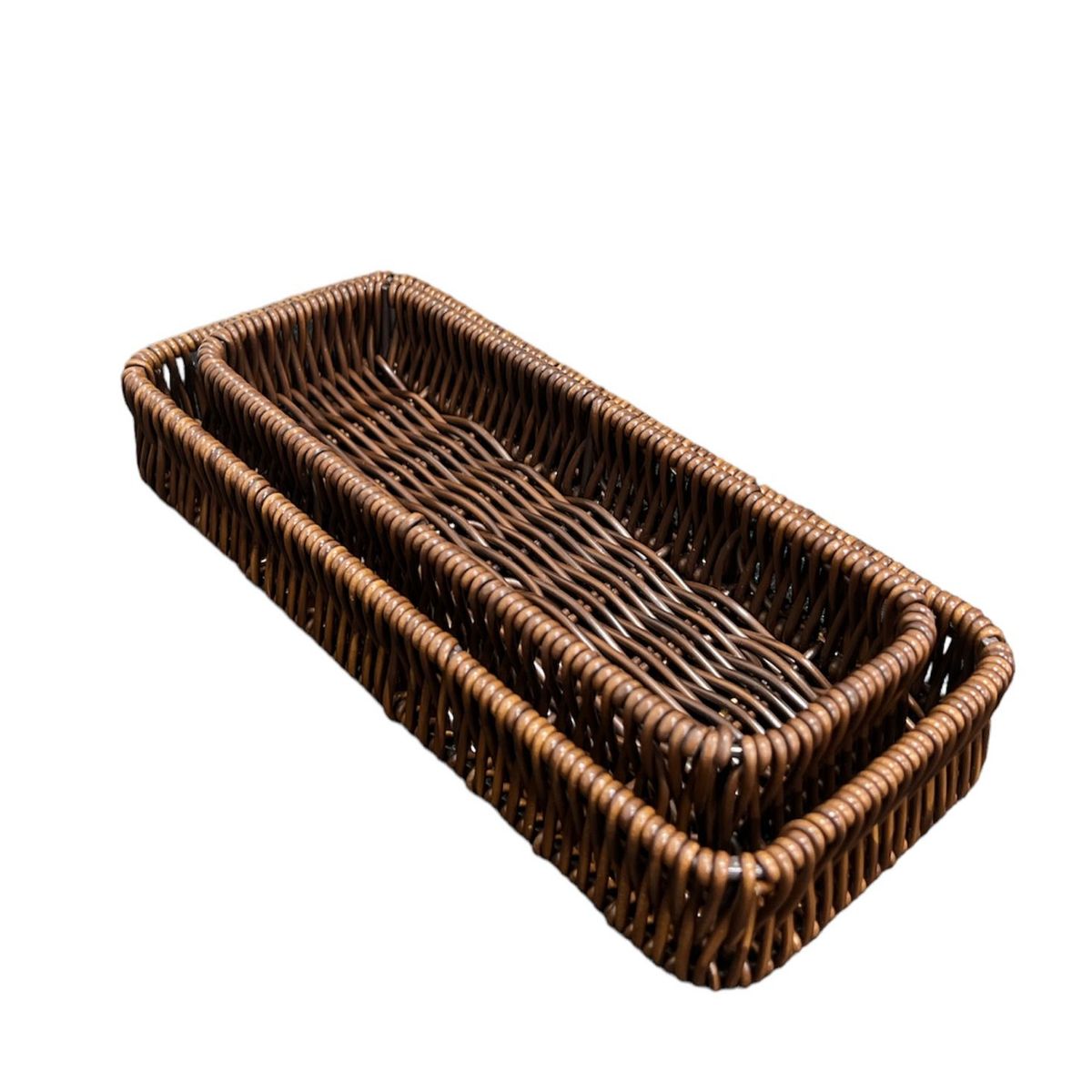 GENERICO - Set 2 Bandeja De Ratan Cesta Tejida Alimentos Decoracion O