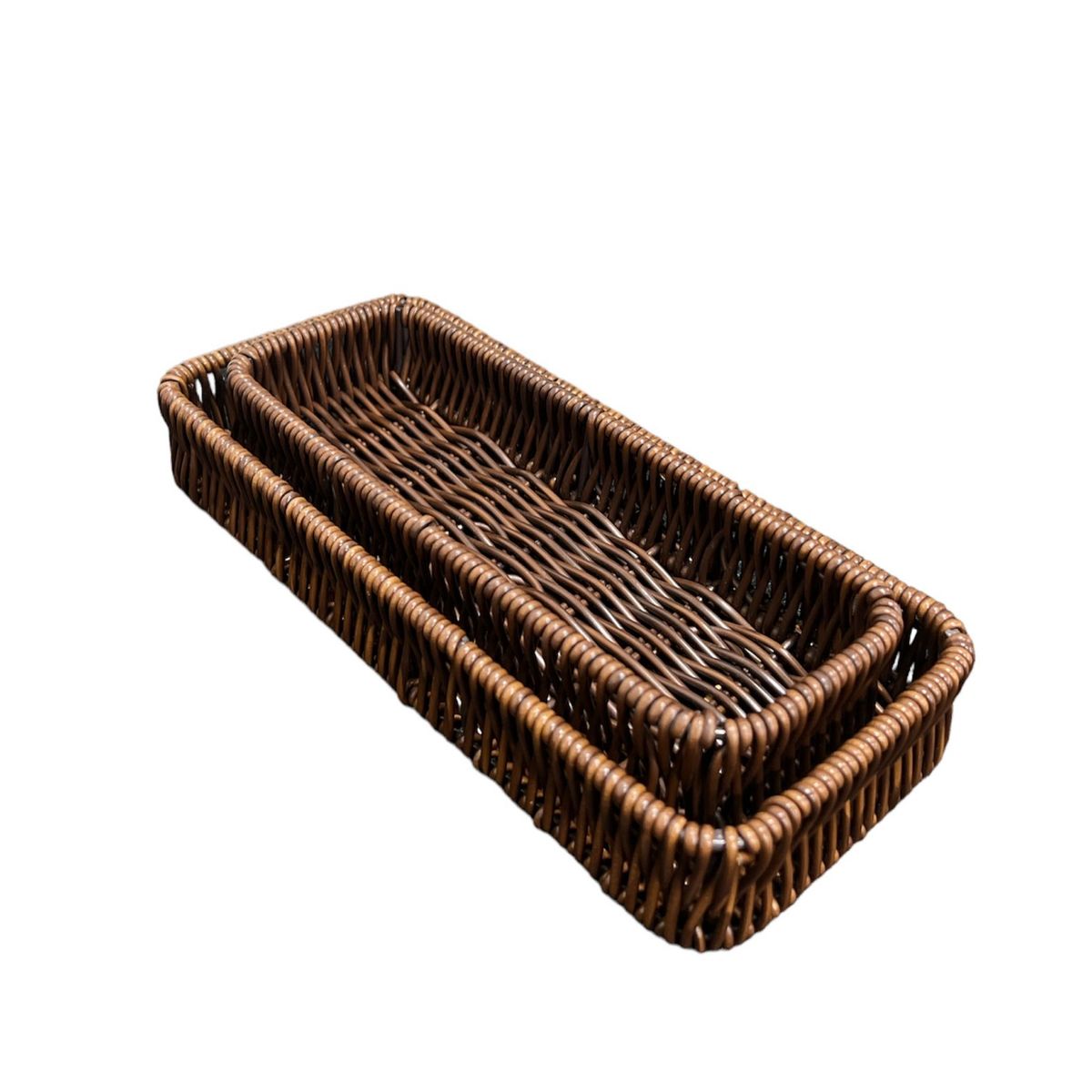 GENERICO - Set 2 Bandeja De Ratan Cesta Tejida Alimentos Decoracion O