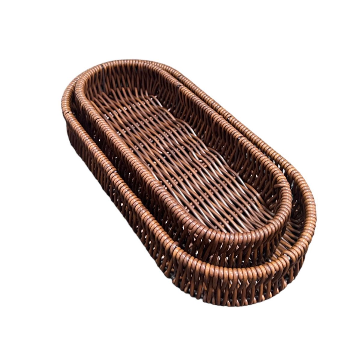 GENERICO - Set 2 Bandeja De Ratan Cesta Tejida Alimentos Decoracion R