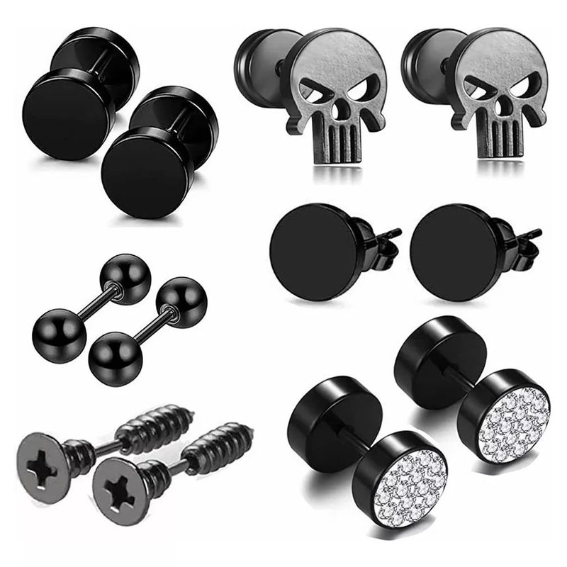 GENERICO - Aretes Hombre Mujer Acero Inoxidable Pendientes, 6 Pares