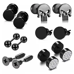 GENERICO - Aretes Hombre Mujer Acero Inoxidable Pendientes, 6 Pares