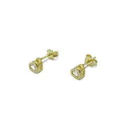 COGGIOLA - Aros Corazón Circón Blanco 5mm Enchapado Oro 18K