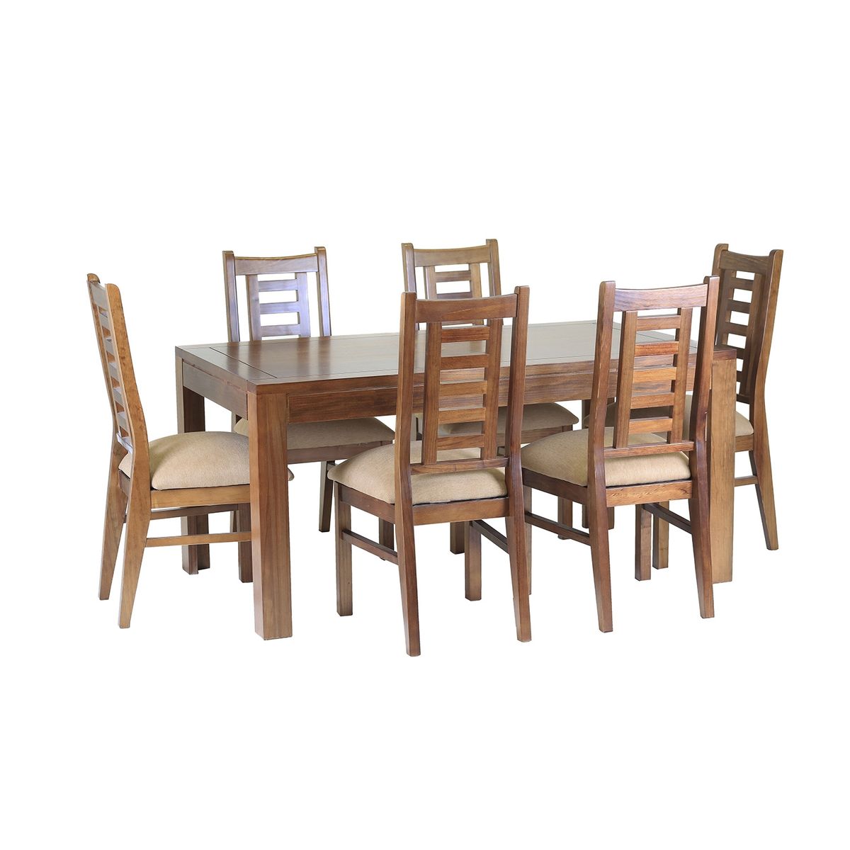 MUEBLES AMERICA - Comedor Nacional Rayenco 6 Sillas Color Nogal Tapiz Canela