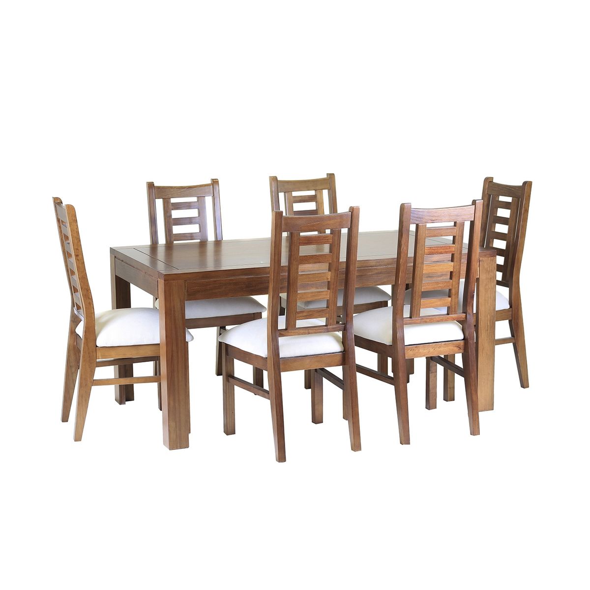 MUEBLES AMERICA - Comedor Nacional Rayenco 6 Sillas Color Nogal Tapiz Perla