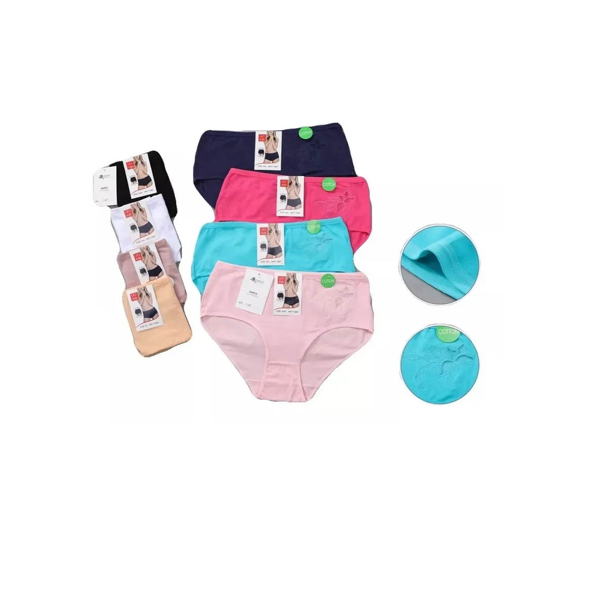 EVERSO - Pack6 Calzones Algodón Mujer Tiro Alto Señora Colores