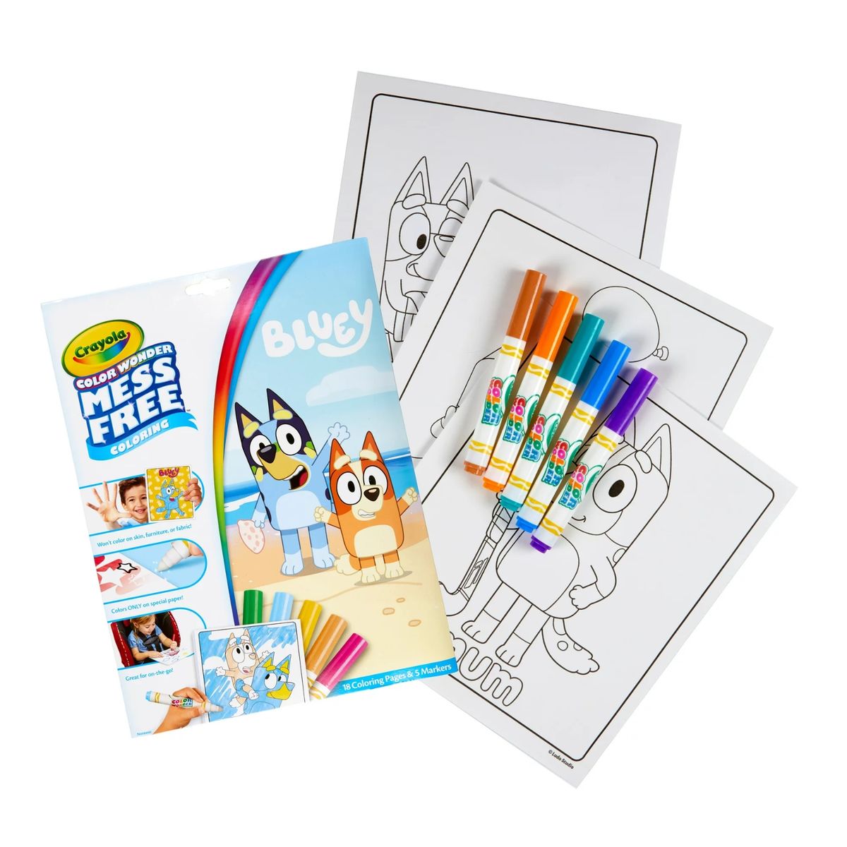 CRAYOLA - SET PARA COLOREAR BLUEY 18 PG CON 5 ROTULADORES MAGICOS
