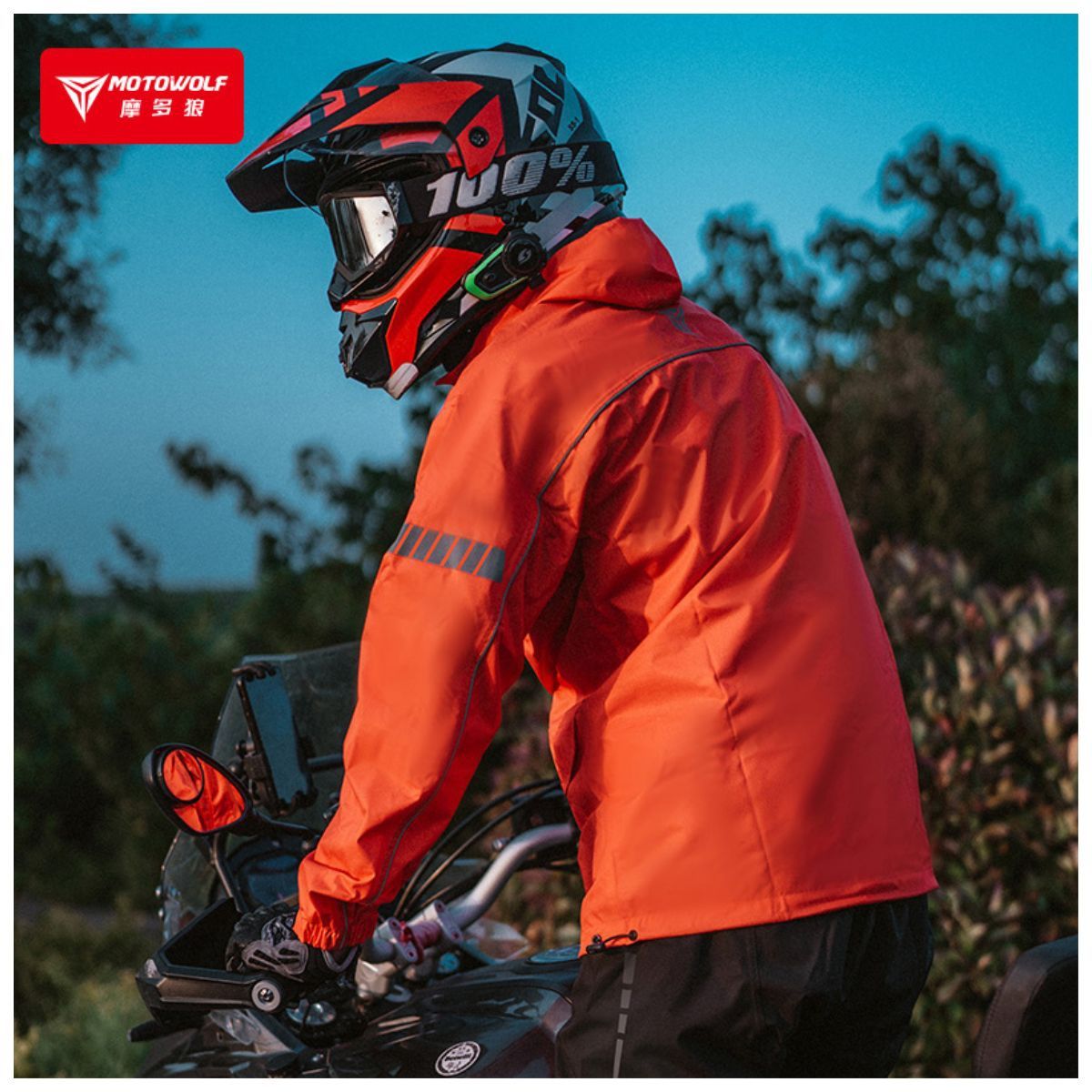 MOTOWOLF - Impermeable Para Lluvia Con Gorro Removible Motowolf 0403B-OG