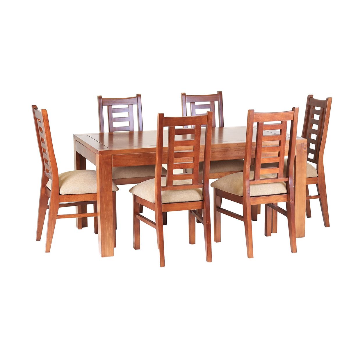 MUEBLES AMERICA - Comedor Nacional Rayenco 6 Sillas Color Raulí Tapiz Canela