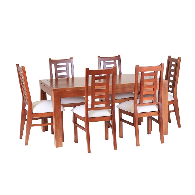 GENERICO - Comedor Nacional Rayenco 6 Sillas Color Raulí Tapiz Crudo