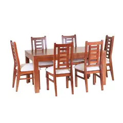 GENERICO - Comedor Nacional Rayenco 6 Sillas Color Raulí Tapiz Crudo