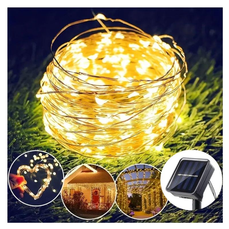 GENERICO - Guirnalda SOLAR 30 Metros Luz HADA Cálida 300 Led
