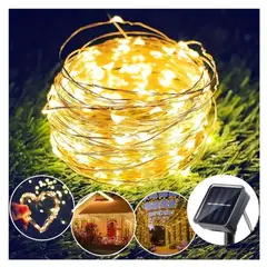 GENERICO - Guirnalda SOLAR 30 Metros Luz HADA Cálida 300 Led